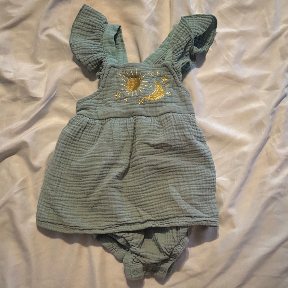 Cat & Jack Blue Bodysuit with Gold Embroidery